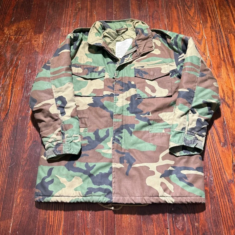 VTG Military Jacket Boys Large 14-16 Field Cold Weather Coat Camo Lined Army